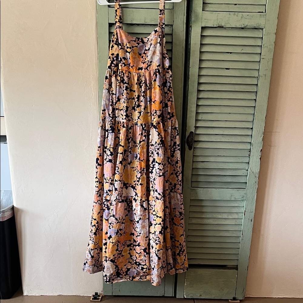 Never worn “Free People” Colorful Floral Strappy Dress. Size L